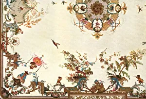 Exotic Prints: Ceiling in the Grande Singerie, Chateau de Chantilly, France, (1928). Creator: Unknown
