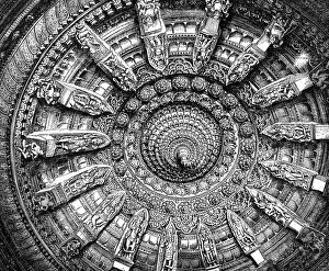 Images Dated 5th February 2008: The ceiling of a Jaina sanctuary in Mount Abu, Rajasthan, India, 1895