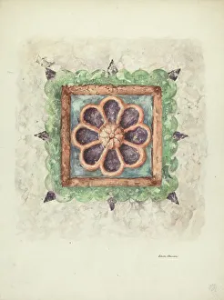 Towner Edith Prints: Ceiling Ornament, Sandstone, 1940. Creator: Edith Towner