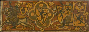 Ceiling panel with a fight between a Christian knight and a Muslim. Artist: Anonymous