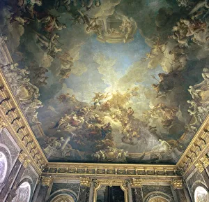 Lemoyne Prints: Ceiling of the Salon de Hercules at Versailles, 18th century. Artist: Francois Lemoyne