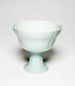 Qianlong Period Prints: Celadon glazed lotus stemcup, Qing dynasty (1644-1911)