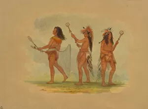 Sioux Gallery: Three Celebrated Ball Players - Choctaw, Sioux and Ojibbeway, 1861