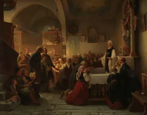 Communion Prints: Celebrating Communion in a Swedish Parish Church, 1856. Creator: Bengt Nordenberg