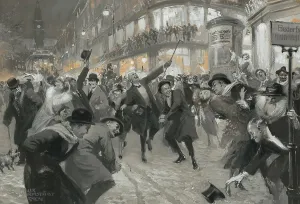 New Year Prints: Celebrating on the street. Creator: Schwormstädt, Felix (1870-1938)