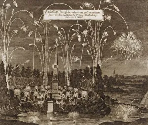 Leipzig Prints: Celebration for the Elector Johann Georg II, Leipzig, July 8, 1667: Fireworks Display