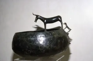 Iron Age Prints: Celtic Bronze Bowl with Cow and Calf from Halstatt