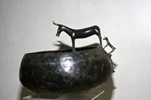 Celtic Bronze Bowl with Cow and Calf from Halstatt, Austria. Celtic Iron Age. c.6th-8th century BC