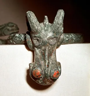 Harness Prints: Celtic bronze harness mount (Horse head), Germany, 1st century
