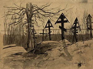 Graves Collection: Cemetery in Selivanikha, 1907. Creator: Dmitrii Innokent'evich Karatanov