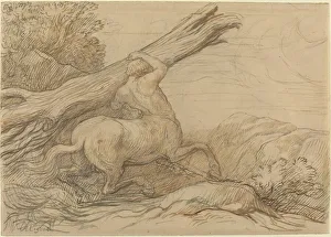 Legros Alphonse Prints: Centaur Carrying a Tree Trunk. Creator: Alphonse Legros