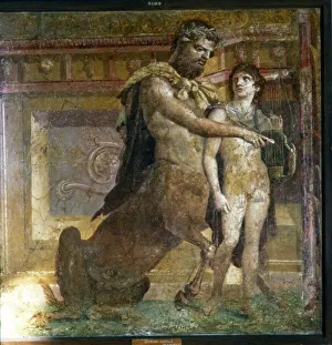 Wisdom Prints: The Centaur Cheiron teaching Achilles, Roman wall-painting from Herculaneum, c1st century