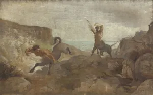 Centaur Prints: Centaurs Hunting Boars, 1866-1867. Creator: Ludvig Abelin Schou