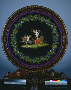 Furniture And Woodwork Prints: Center Table with Micromosaic Top, Love Triumphant, table c. 1865; top c
