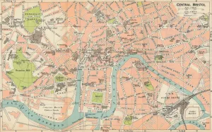 Street Plan Prints: Central Bristol c20th Century. Artist: John Bartholomew