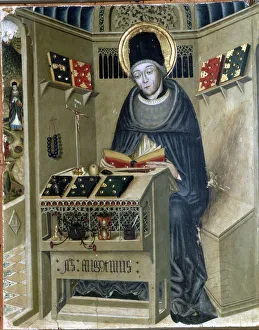 Images Dated 14th May 2007: Central panel of an altarpiece dedicated to St. Augustine (354-430), Gothic Painting