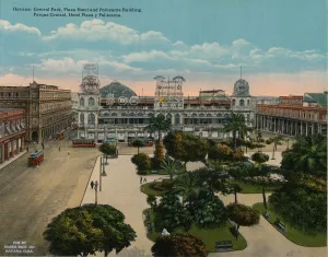 Central Park, Plaza Hotel and Politeama Building, Havana, Cuba, c1920 Central Park, Plaza Hotel and Politeama Building, Havana, Cuba, c1920