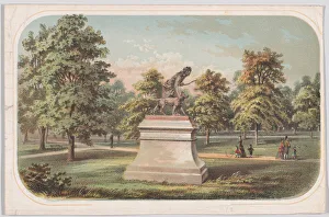 Central Park Prints: Central Park, Statue of the Indian Hunter, 1869. 1869. Creator: Anon