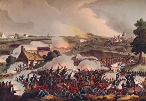 The Centre of the British Army in Action at the Battle of Waterloo, 19th century (1909). Artist: Thomas Sutherland The Centre of the British Army in Action at the Battle of Waterloo, 19th century (1909). Artist: Thomas Sutherland