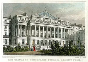John Nash Prints: The centre of Cumberland Terrace, Regents Park, London, 1829. Artist: W Wallis