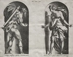 René Boyvin Prints: Cephalus and Procris in two Niches, 1538-1540. Creator: Rene Boyvin (French, c