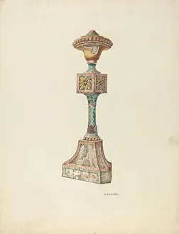 Ceremonial Candlestick (Ecclesiastical Furniture), c. 1941. Creator: William Kieckhofel Ceremonial Candlestick (Ecclesiastical Furniture), c. 1941. Creator: William Kieckhofel