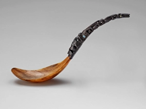 Alaska Prints: Ceremonial feast ladle with representation of crest legend, 1850-1885. Creator: Unknown