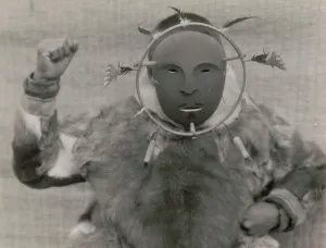 Eskimo Prints: Ceremonial mask-Nunivak, c1929. Creator: Edward Sheriff Curtis