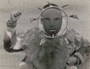 Ceremonial Dress Collection: Ceremonial mask-Nunivak, c1929. Creator: Edward Sheriff Curtis