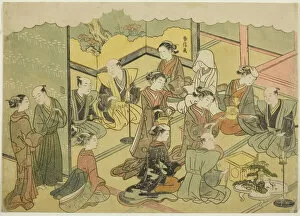 Harunobu Suzuki Collection: The Ceremonial Sake (Konrei sakazuki), the fourth sheet of the series 'Marriage in Broc... c. 1769