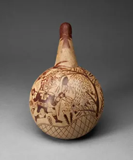 Ceremonial Vessel Depicting a Deer-Hunting Scene, 100 B.C./A.D. 500. Creator: Unknown Ceremonial Vessel Depicting a Deer-Hunting Scene, 100 B.C./A.D. 500. Creator: Unknown
