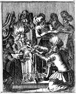 Circumcision Prints: Ceremony of Circumcision, Basel, 1739 (first edition 1663). Artist: Jan Leusden