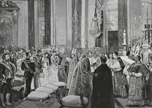 Juan Prints: Ceremony of the nuptial blessing in the Royal Chapel of Infanta Maria de la Paz of Spain