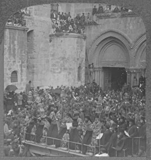 Ceremony of washing the Disciples feet at the Church of the Holy Sepulchure, c1900