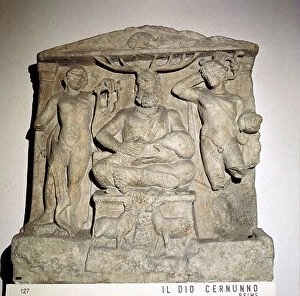 Cernunnos Collection: Cernunnos, Celtic horned god, Gallo-Roman relief, Reims, France