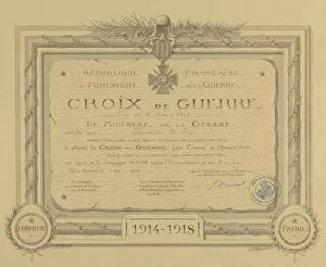 Bravery Gallery: Certificate for French Croix de Guerre medal issued to Cpl. Lawrence L
