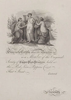 Graces Collection: Certificate of Membership of the Society of Copper-Plate Printers, 19th century