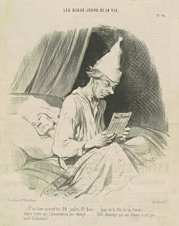Bedclothes Prints: C'est bien aujourd'hui 28 Juillet... 19th century. Creator: Honore Daumier