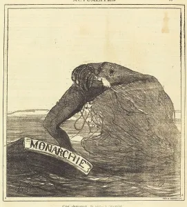Newsprint Prints: C'est dangereux, la pêche à l'épervier, 1871. Creator: Honore Daumier
