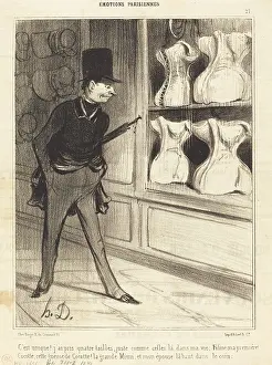 C'est unique! j'ai pris quatre tailles... 1840. Creator: Honore Daumier.<br> C'est unique! j'ai pris quatre tailles... 1840. Creator: Honore Daumier
