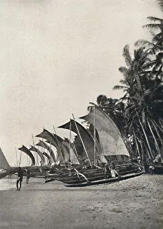 Georg Moller Prints: Ceylonesische Seefischerboote mit Ausleger, 1926