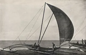 Ceylonesisches Seefischerboot mit Ausleger, 1926