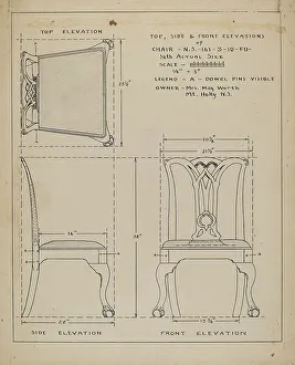 Elevation Prints: Chair, 1935/1942. Creator: Unknown