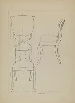 Pen And Ink And Graphite On Paperboard Prints: Chair, 1935/1942. Creator: Unknown