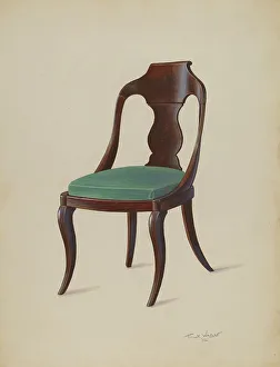 Upholstered Seat Prints: Side Chair, 1936. Creator: Frank Wenger
