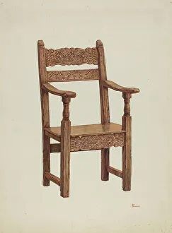 Blakeley Hal Prints: Chair (Arm), 1941. Creator: Hal Blakeley