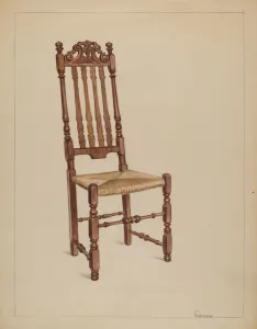 Wicker Prints: Side Chair, c. 1936. Creator: Bernard Gussow