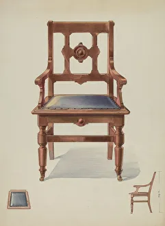 Woodcarving Prints: Chair, c. 1936. Creator: George Kirschner