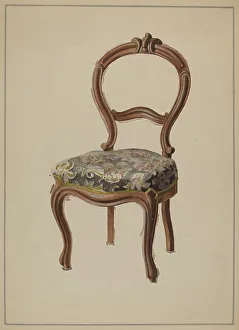 Woodcarving Prints: Chair, c. 1936. Creator: Marcus Moran