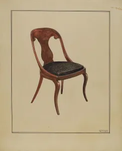Upholstered Seat Prints: Side Chair, c. 1940. Creator: Francisco Alvarez